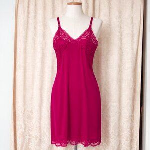 Vintage fuchsia night gown slip dress. 38, Small Medium